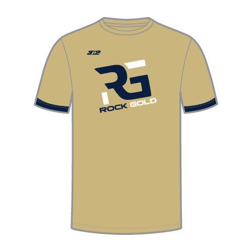 Rock Gold Softball Mens Custom SS Crew Neck Shirt - Gold