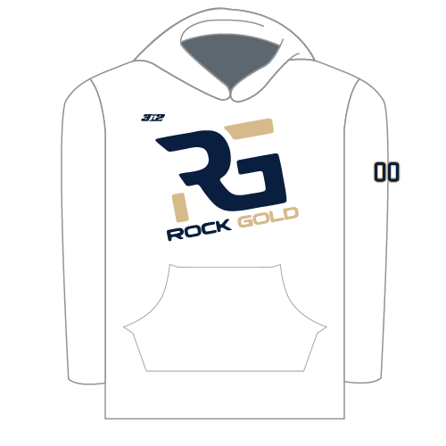 Rock Gold Softball Mens Sublimated LS Hoodie With Number - White